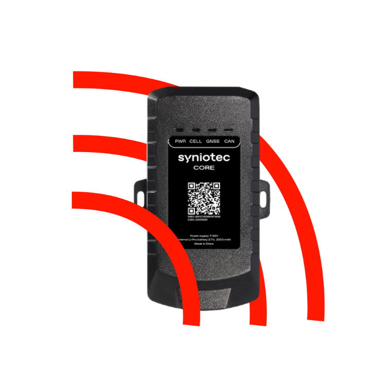 syniotec CORE Telematik-Tracker mit Signalwellen